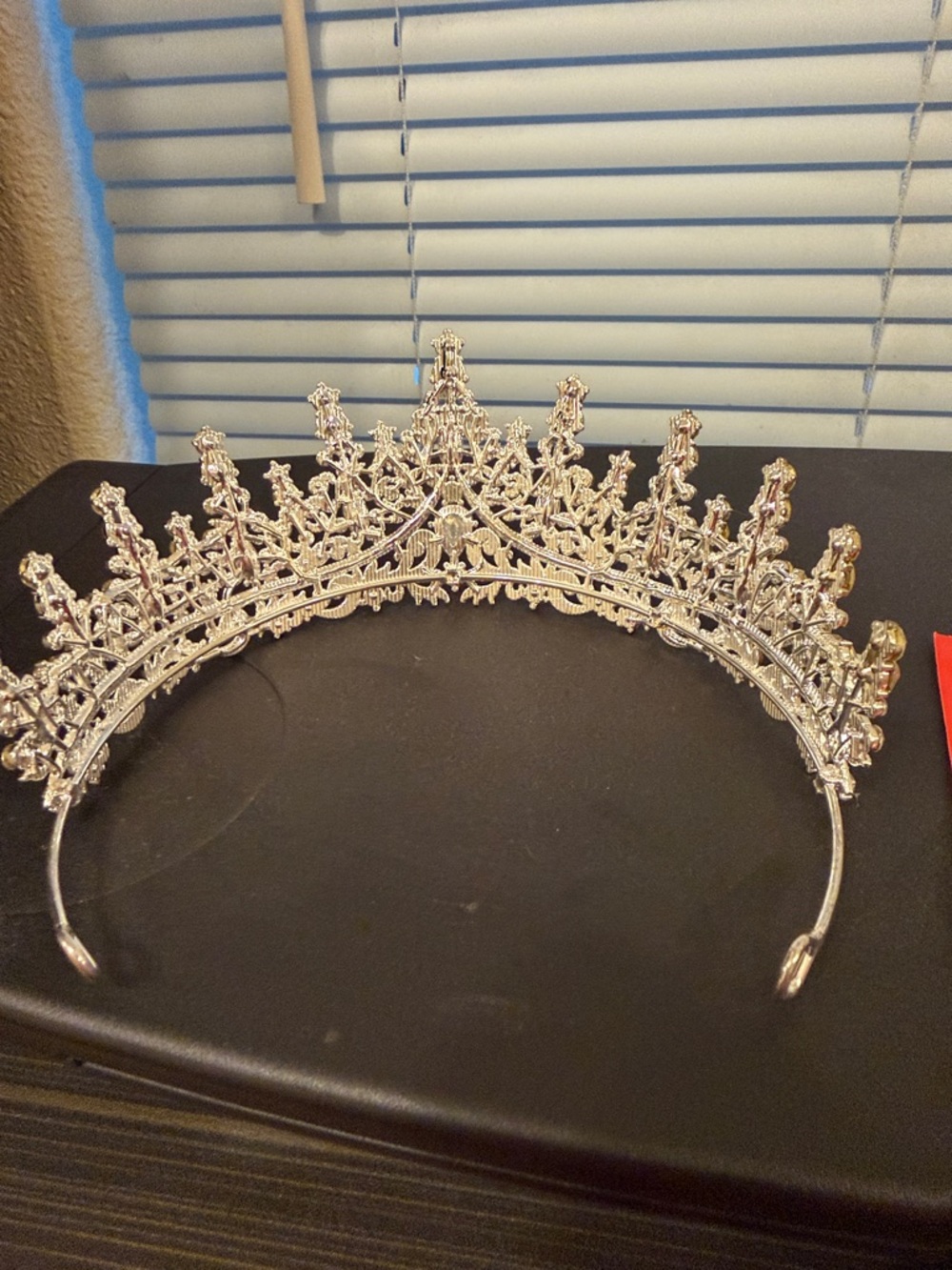 Crystal Bridal Tiara Crown - Silver Rhinestone Accent - Picture 3 of 4